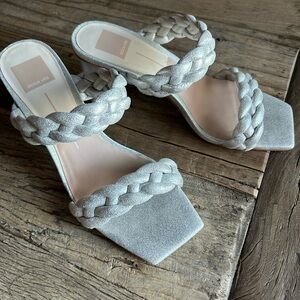 Dolce Vita Silver Braided Strap Heeled Sandals